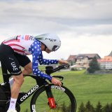 Brandon McNulty intouchable dans le chrono d'Oron. KEYSTONE/JEAN-CHRISTOPHE BOTT